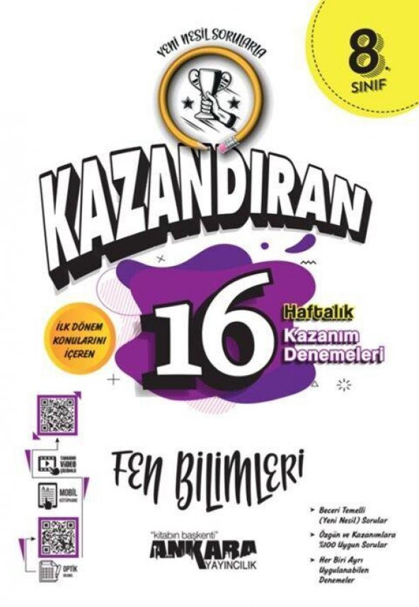 8. Sınıf LGS Fen Bilimleri Kazandıran 16 Haftalık Kazanım Denemeleri Ankara Yayıncılık