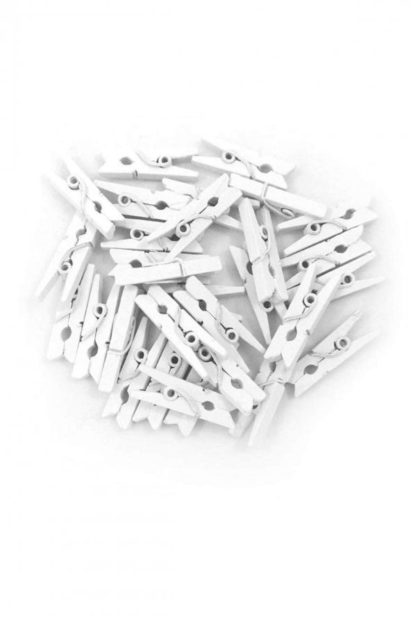 Fotoğraf Albüm 100lü Beyaz Ahşap Mandal 2.5cm (10lu Paket-1000 Adet) - 1
