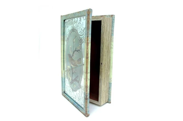 Kutu Kitap Aynalı Dalda Kuş Kitap Kutusu Dekoratif Hediyleik - 5