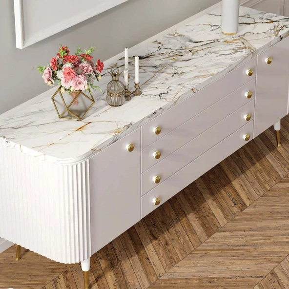 Alya Düğme Mobilya Mutfak Dolap Dolabı Çekmece Kulpu Kulbu Plastik Gold Altın Tek Vidalı Kulpları - Resim 3