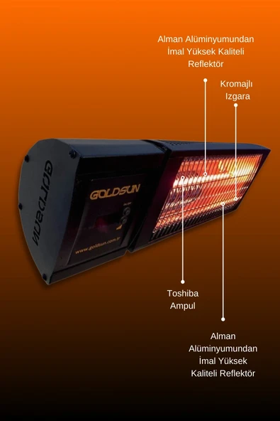 Goldsun Nova Plus 2000 Watt GSN20P Kumandalı Elektrikli İnfrared Isıtıcı-Siyah - Resim 5