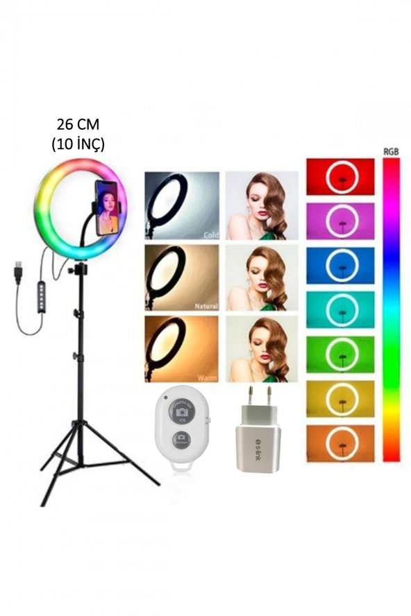 Mj26 10inç Rgb Led Selfie Işığı Tripot Youtuber Kumandalı Ring Lıght