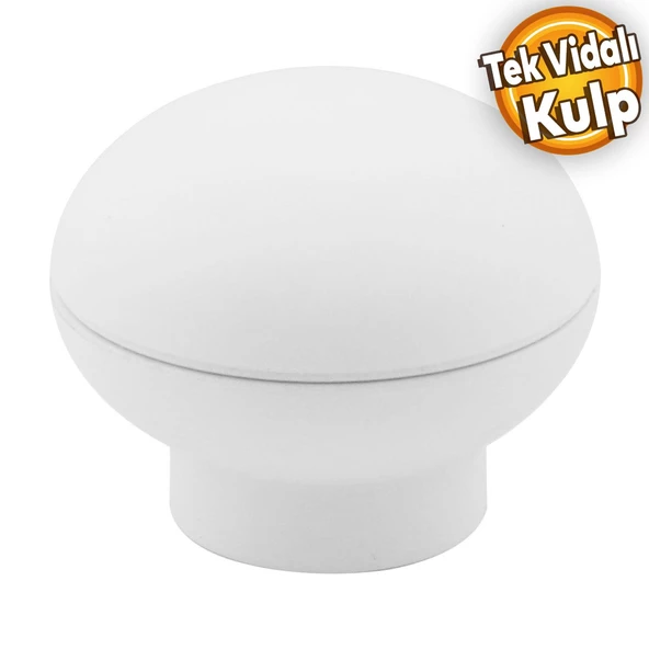 Alya Düğme Mobilya Mutfak Dolap Dolabı Çekmece Kulpu Kulpları Kulbu Plastik Beyaz Tek Vidalı Kulp