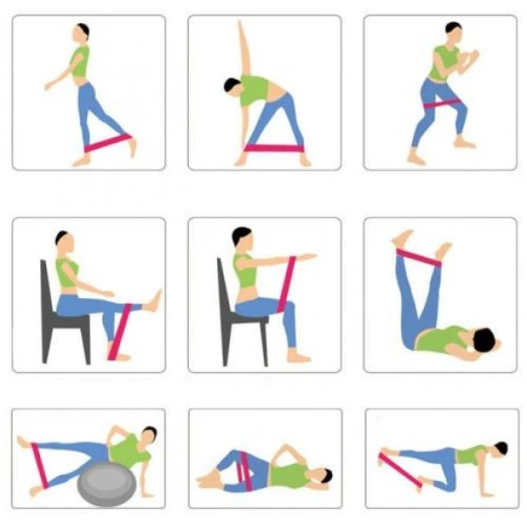 5 Kademeli Squat Bant Kas Germe Kalça Egzersiz Direnç Lastiği Plates Fitness Direnç Lastiği 5'li Set - 5