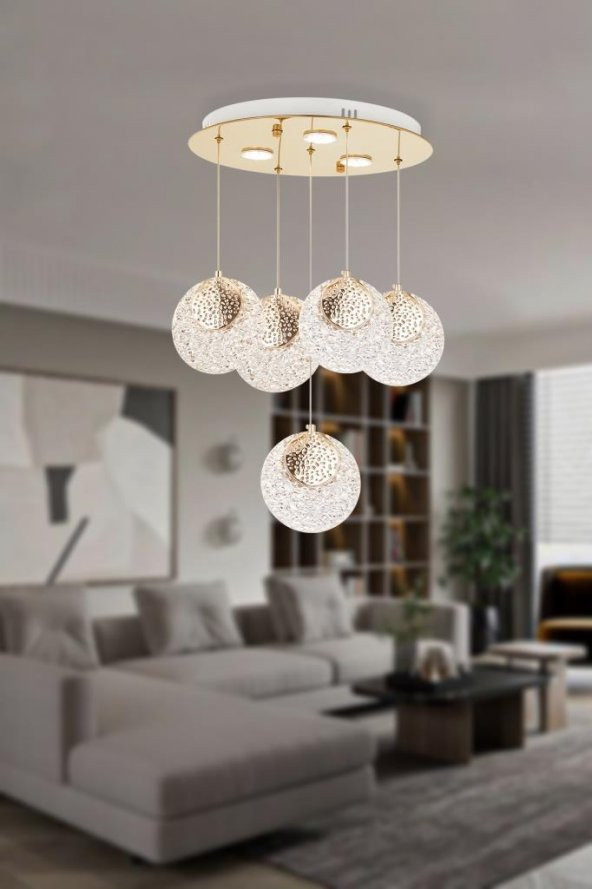 Eray Aydınlatma 1978-4+1 5li Sarkıt Led Avize - Resim 3