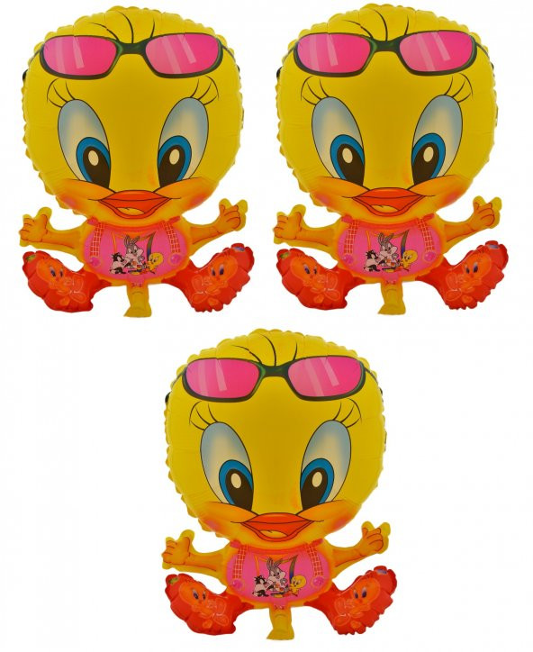 Tweety 3 Adet Büyük Boy 42cmx52cm Folyo Balon Helyum No6