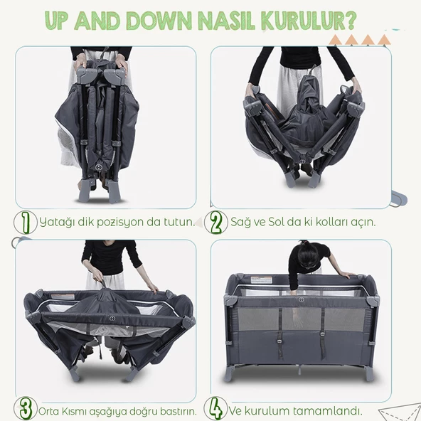 Lorelli Up And Down 60x120 Bebek Anne Yanı Oyun Parkı Yatak Beşik - 10