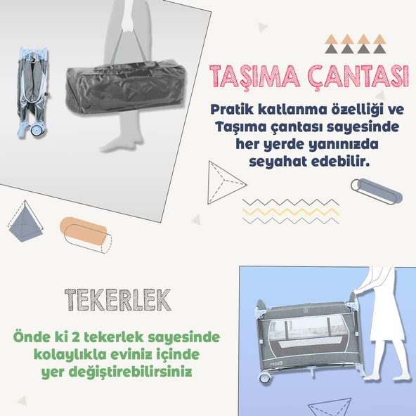 Lorelli Up And Down 60x120 Bebek Anne Yanı Oyun Parkı Yatak Beşik - 7