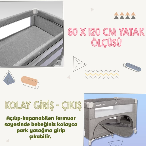 Lorelli Up And Down 60x120 Bebek Anne Yanı Oyun Parkı Yatak Beşik - 11