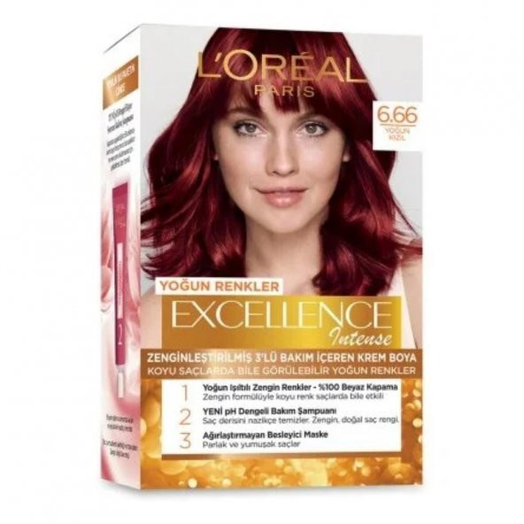 Loreal Excellence Intense Krem Saç Boyası  6.66 Yoğun Kızıl ürün görseli 1