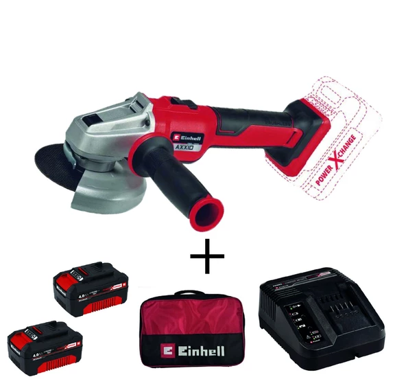 Einhell AXXIO 18/115 Q Akülü Avuç Taşlama + 2x4Ah StarterKit + Bez Çanta