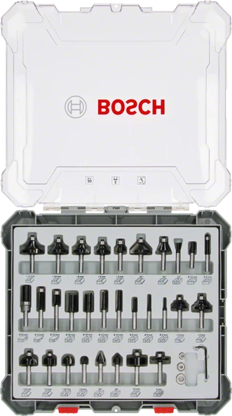Bosch - Profesyonel 30 Parça Karışık Freze Ucu Seti 8 mm Şaftlı