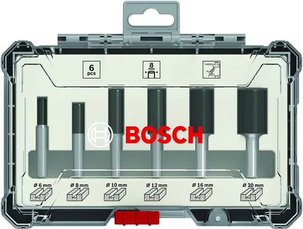 Bosch - Profesyonel 6 Parça Düz Freze Ucu Seti 8 mm Şaftlı - 2