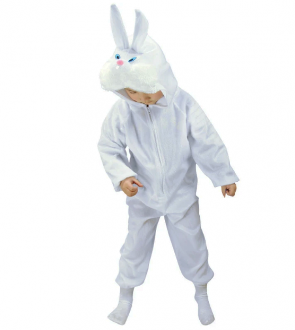 Çocuk Tavşan Kostümü Beyaz Renk 4-5 Yaş 100 cm (3791)