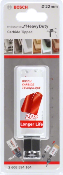 Bosch - Endurance Serisi Zorlu Malzemeler için Carbide Delik Açma Testeresi (Panç) 22 mm