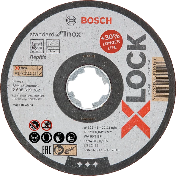 Bosch - X-LOCK - 125*1,0 mm Standard Seri Düz Inox (Paslanmaz Çelik) Kesme Diski (Taş) - Rapido