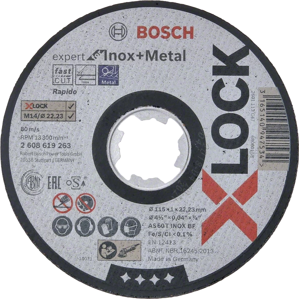 Bosch - X-LOCK - 115*1,0 mm Expert Serisi Düz Inox (Paslanmaz Çelik) Kesme Diski (Taş) - Rapido