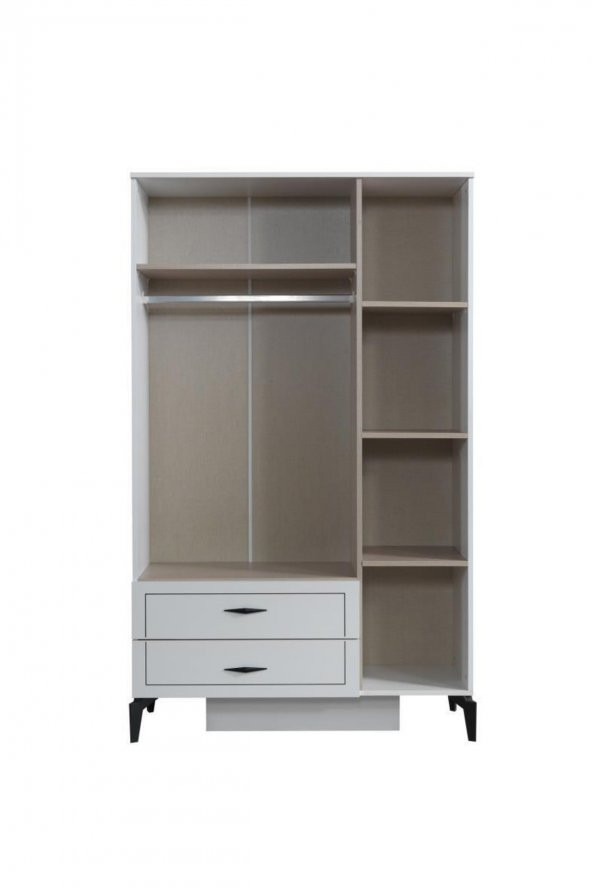 Erezoğulları Mobilya Çizgi 3 Kapılı 2 Çekmeceli Gardırop Elbise Dolabı 120x47x200 - 2