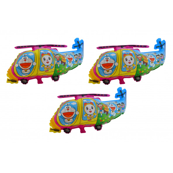 Doraemon Helikopter Pembe 3 Adet Büyük Boy 40cmx68cm Folyo Balon Helyum No13