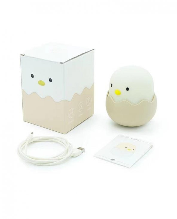 Çocuklar için Civciv Tasarımlı Silikonlu USB Şarj Edilebilir LED Gece Lambası - 5
