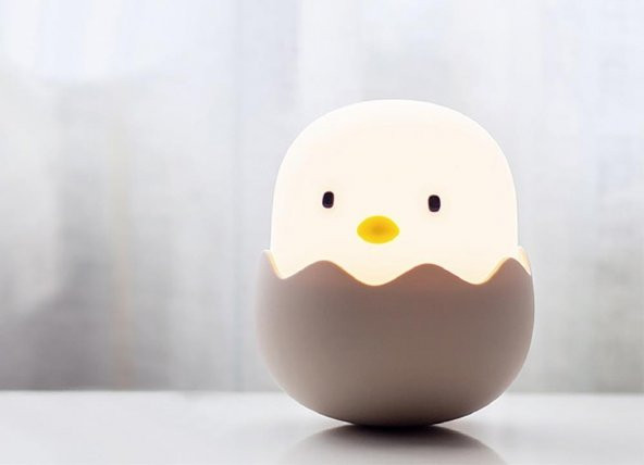 Çocuklar için Civciv Tasarımlı Silikonlu USB Şarj Edilebilir LED Gece Lambası - 6