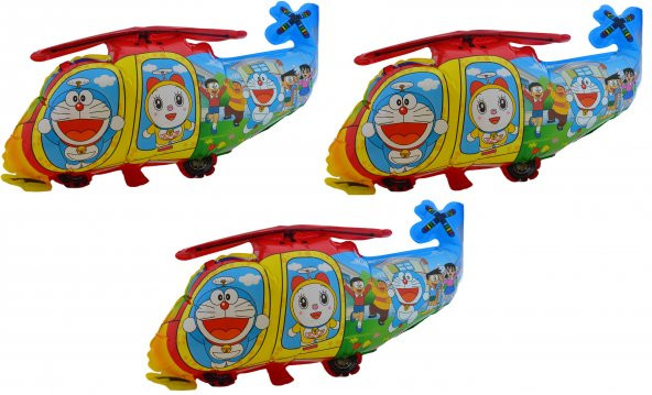 Doraemon Helikopter Kırmızı 3 Adet Büyük Boy 40cmx68cm Folyo Balon Helyum No14