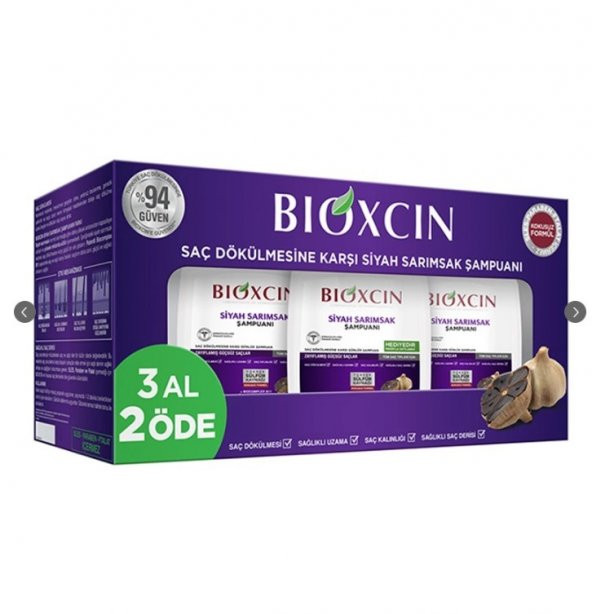 Bioxcin Saç Dökülmesine Karşı Siyah Sarımsak Şampuanı 300 ml 3 al 2 öde  8680512629191