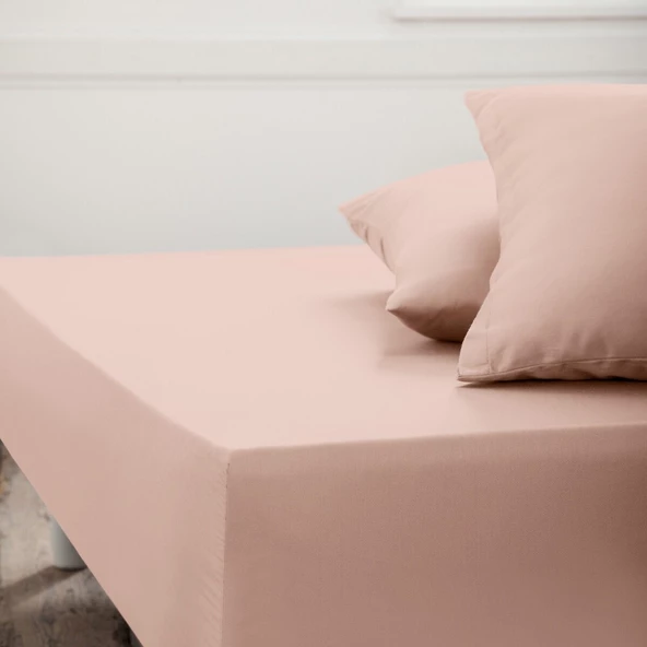 Maki 100 Pamuk Bej 160x200 Çift Kişilik Lastikli Çarşaf Takımı - Resim 2