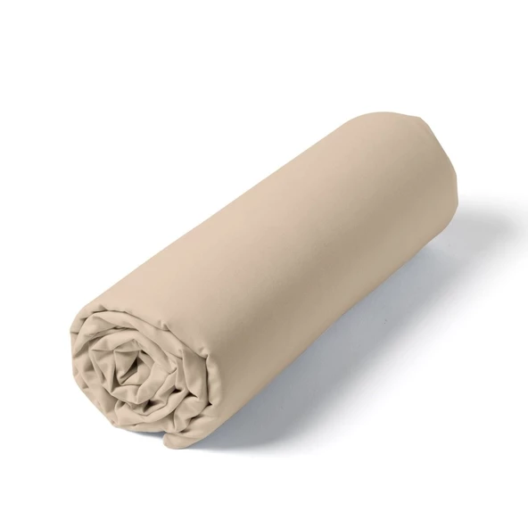 Maki 100 Pamuk Bej 160x200 Çift Kişilik Lastikli Çarşaf Takımı - Resim 3