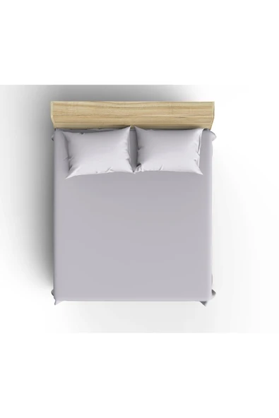 Maki Home Yüzde Yüz Pamuklu Açık Gri 160x200 Çift Kişilik Lastikli Çarşaf Takımı - Resim 2