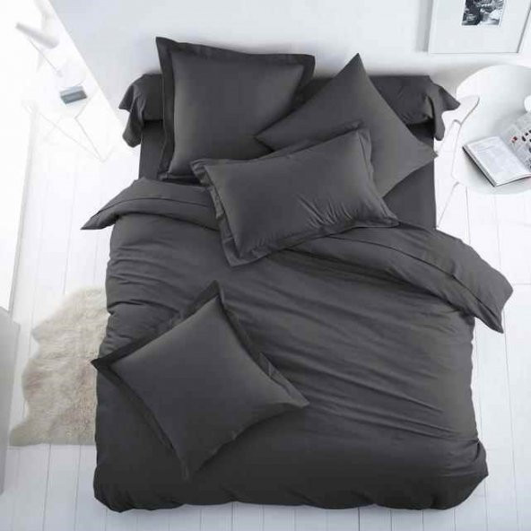 Maki 100 Pamuklu Siyah 160x200 Çift Kişilik Lastikli Çarşaf Takımı - 2