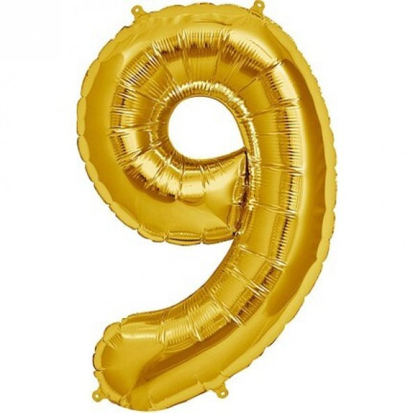 Şekilli Supershape Gold Rakam Folyo Balon 9 Numara (3791)