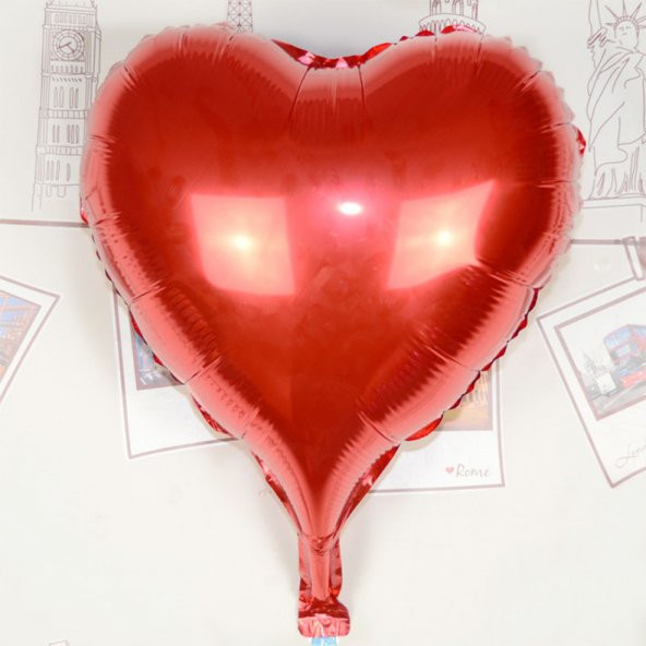 Kalp Uçan Balon Folyo Kırmızı 80 cm 32 inç (3791)
