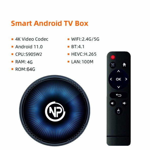NPO HK1 RBOX W2 4GB Ram 64GB Dahili Hafıza 4K Ultra HD Android TV Box - 4