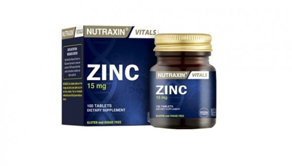 Nutraxin Zinc Sulphate 15 mg 100 Tablet Çinko Takviyesi 8680512627012