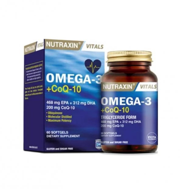 Nutraxin Vitals Omega-3 + Co-q10 60 Softgel 8680512614296