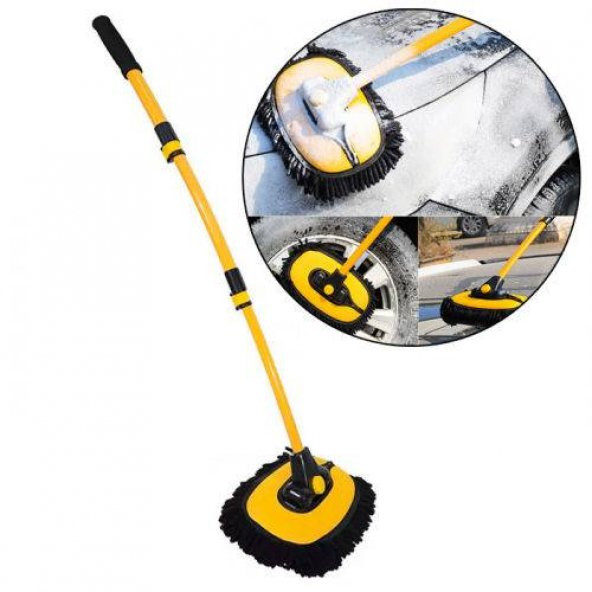 Coofbe Teleskopik Saplı Ayarlanabilir Kuru Islak Araç Yıkama Fırçası Oto Yıkama Paspası Yumuşak Bez