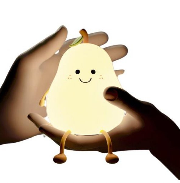 Çocuklar için Armutlu Tasarımlı Silikonlu 3 Kademeli Gece Lambası