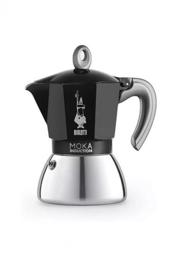 Indüksiyon Mokapot Siyah 6 Cup ( Induction 6 Cup Black Stainless Steel Moka Pot)