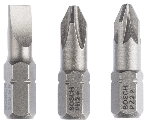 Bosch - 3 Parçalı Extra Hard Serisi Vidalama Ucu Seti PH2/PZ2/SL1,0*25 mm