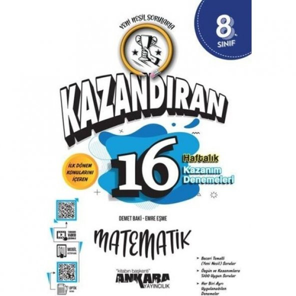 Ankara Yayınları 8.Sınıf LGS Kazandıran 16 Haftalık Matematik Kazanım Denemeleri