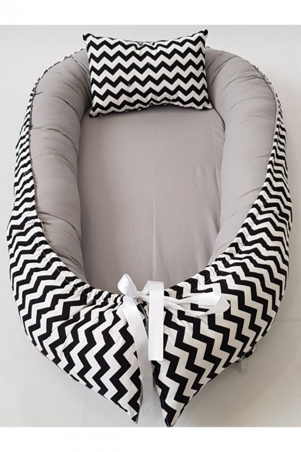 Ziyah Zigzag Gri Babynest Bebek Yuvası