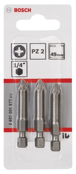 Bosch - Extra Hard Serisi Vidalama Ucu PZ 2*49 mm 3'lü