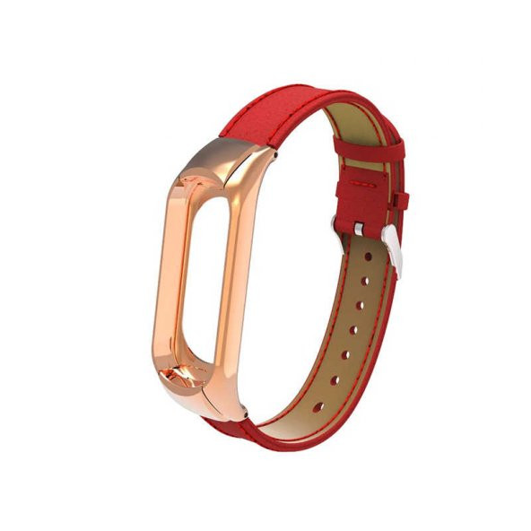 Xiaomi Mi Band 4 Band 3 Metal Çerçeveli Deri Kordon Kayış - 4