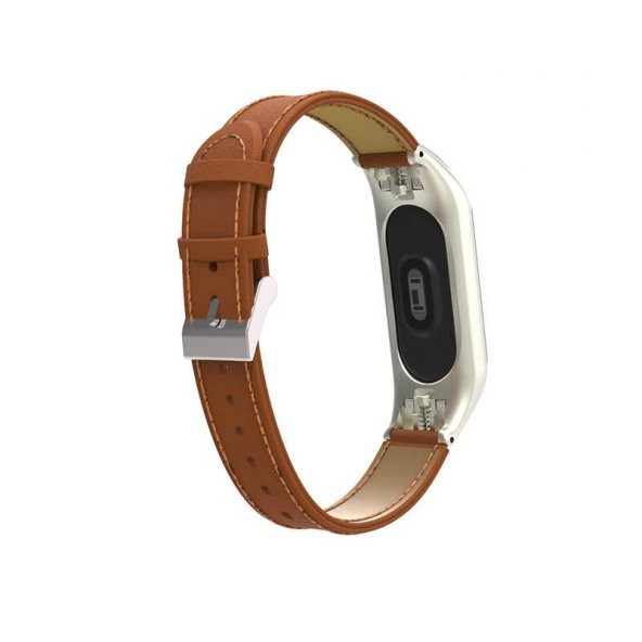 Xiaomi Mi Band 4 Band 3 Metal Çerçeveli Deri Kordon Kayış - 7