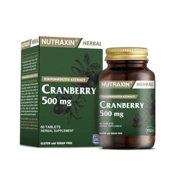 Nutraxin Cranberry 500 mg Takviye Edici Gıda 60 Tablet 8680512627104