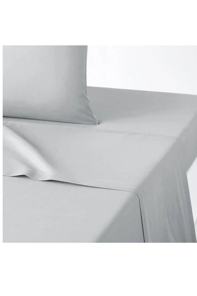 Makiteks %100 Pamuklu Açık Gri 240x260 Çift Kişilik Lastiksiz Düz Çarşaf - Resim 2