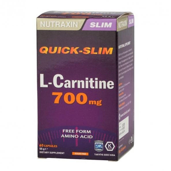 Nutraxin Quick-Slim L-Carnitine 700mg 60 Kapsül 8697432095616