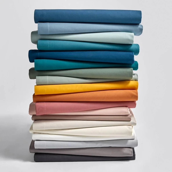 Makiteks %100 Pamuklu Açık Gri 240x260 Çift Kişilik Lastiksiz Düz Çarşaf - Resim 3