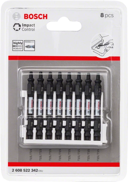 Bosch - Impact Control Serisi Çift Taraflı Vidalama Ucu 8'li T15 *65mm